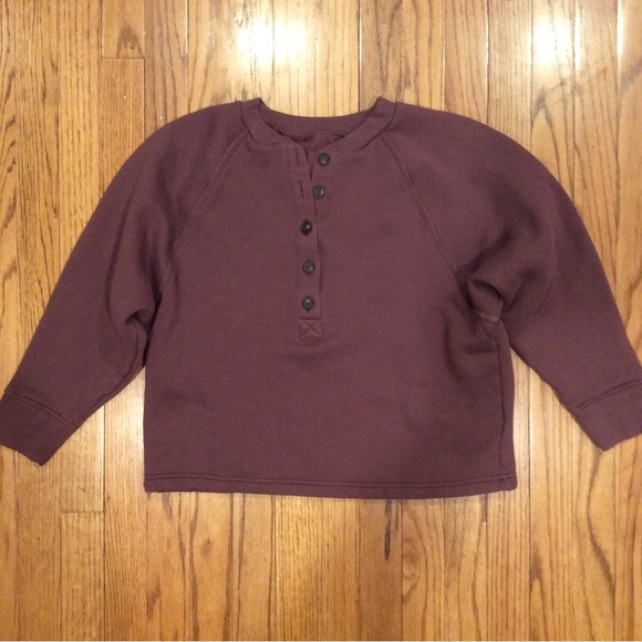 Madewell MWL Betterterry Henley Manor Purple Sweatshirt Loungewear Top - Picture 4 of 7